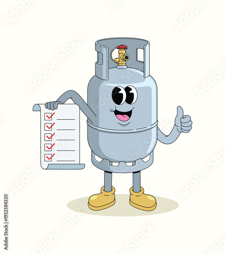 gas cylinder checklist groovy cartoon illustration