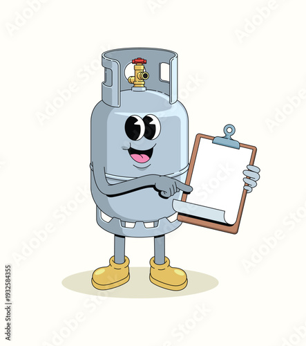 gas cylinder blank note groovy cartoon illustration