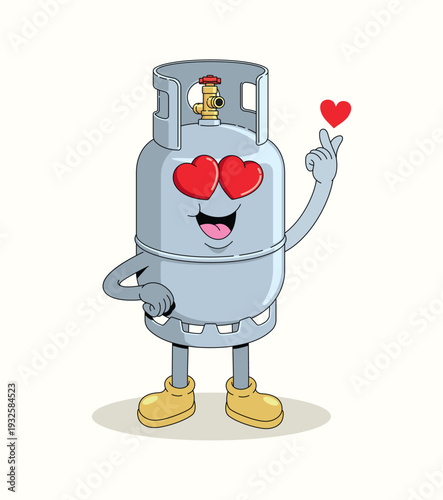 gas cylinder love groovy cartoon illustration