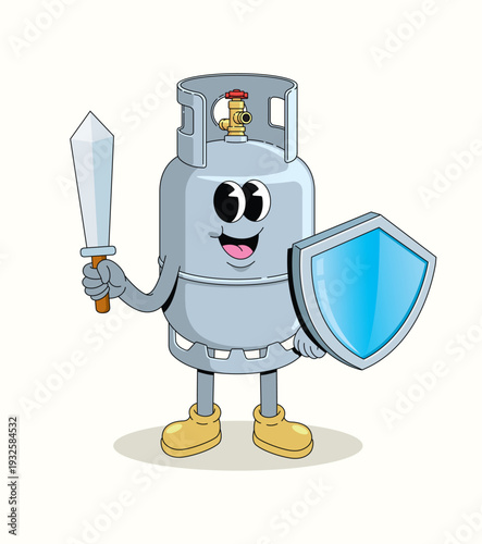 gas cylinder safe groovy cartoon illustration