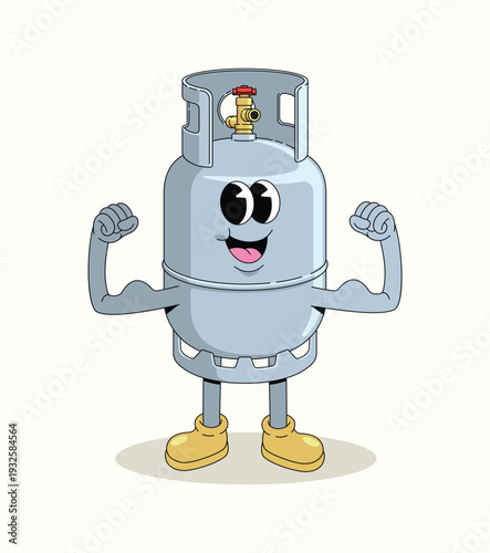 gas cylinder strong groovy cartoon illustration