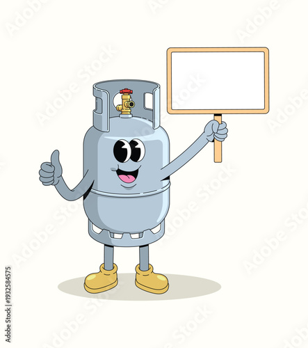 gas cylinder blank board groovy cartoon illustration
