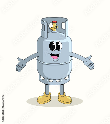 gas cylinder groovy cartoon illustration