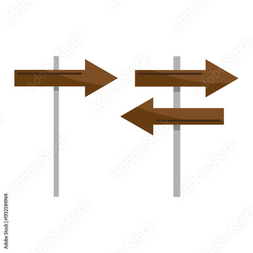 Professional wooden signposts. Natural directions Vector. Plentiful arrow symbols. Comprehensive brown pathway guides.