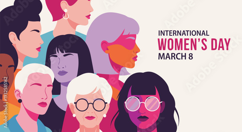 International Women's Day Vector Illustration Celebrating Diversity and Strength of Women on March 8