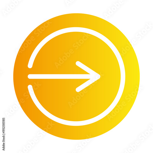 Free Download Bright golden gradient icon. Pointing right direction Vector. Interface navigation symbol. Vibrant yellow circular button - GFXLoad