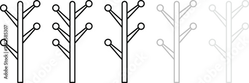 Minimal Tree Branch Icon Set Outline Style Abstract Nature Vector Illustration Collection