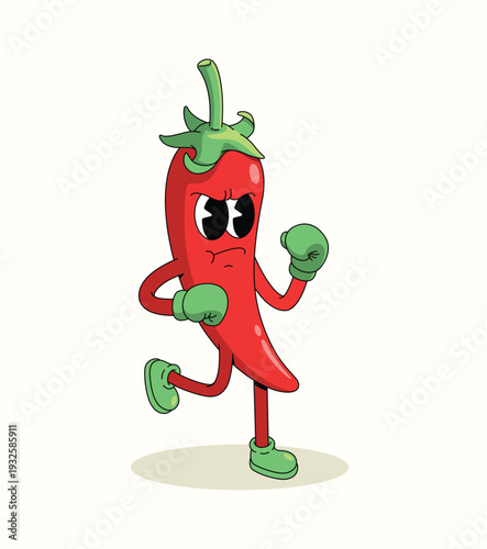 red chili boxer groovy cartoon illustration
