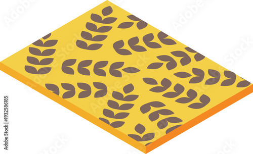 Eco friendly cleaning sponge with a wheat print represents sustainable household practices