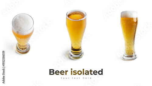 Foto Glass of dark beer on white background