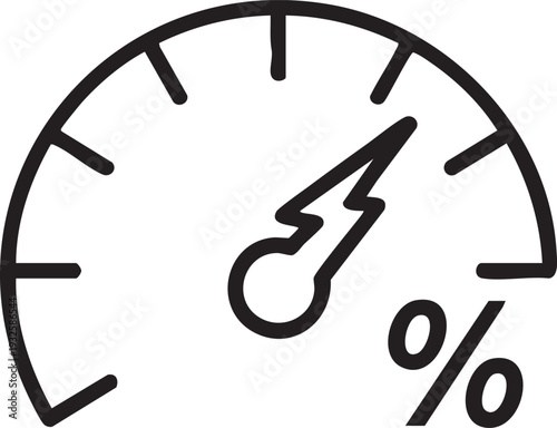 Speedometer Gauge with Percentage Symbol Icon