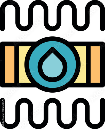 Water meter is measuring water consumption, displaying flow rate with drop icon