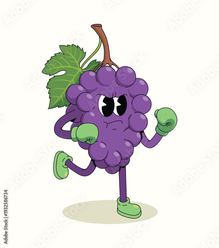 grapes boxer groovy cartoon illustration
