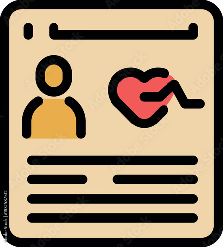 Digital patient profile displaying personal data and heart health information, ideal for healthcare and medical platforms