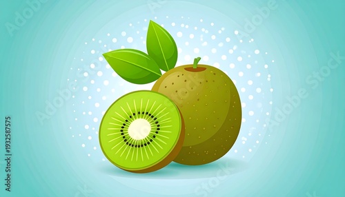 Vibrant Kiwi Fruit Illustration - A Slice of Healthy Delight.