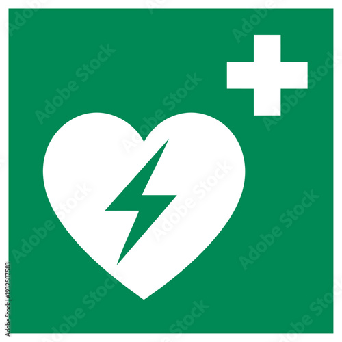 AED Defibrillator Location Emergency Sign Icon
