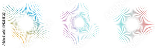 Colorful geometric patterns with multicolored dots radiating from center empty spaces creating abstract shapes and designs for graphic resources and backgrounds  decorative elements