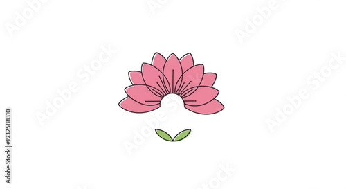 Pink lotus flower with green leaves on white background symbolizing serenity and beauty in nature floral illustration