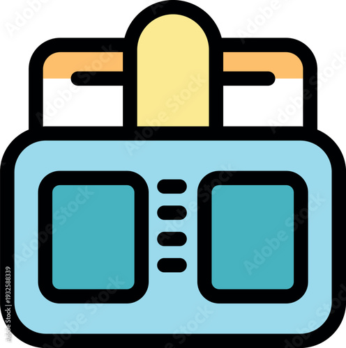 Portable cassette player for listening to music, featuring a handle, buttons, and a compact design for easy portability