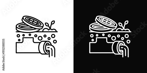 Sewer Line Icon In Black And White Style