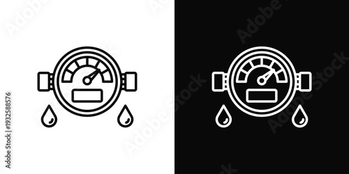 Water Meter Icon In Black And White Style