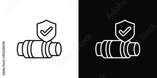 Pipe Insulation Icon In Black And White Style