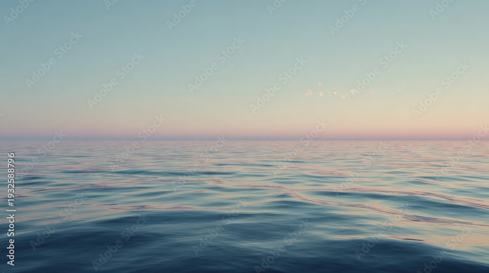 Obraz premium Wide Ocean Surface and Pastel Sky With Large Space for Corporate Banner Design and Minimal Horizon View for Creative Projects