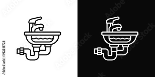 Sink Drain Icon In Black And White Style