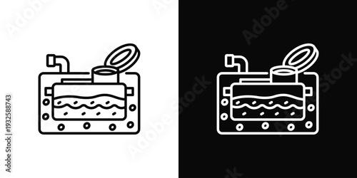 Septic Tank Icon In Black And White Style