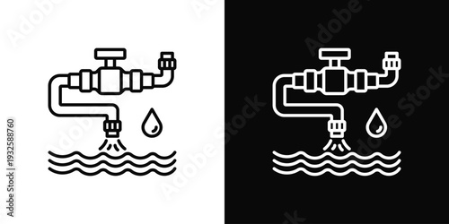 Water Supply Line Icon In Black And White Style