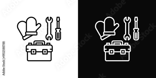 Plumber Toolbox Icon In Black And White Style