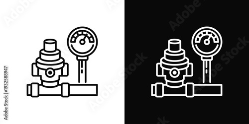 Water Pressure Control Icon In Black And White Style