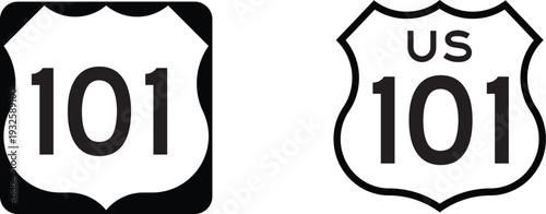 US Route 101 Bundle Icon Set Highway Shield Badge Emblem Design Vector