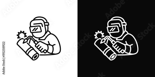 Pipe Welding Icon In Black And White Style