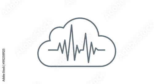 Cloud shape with electrocardiogram line inside representing health data.