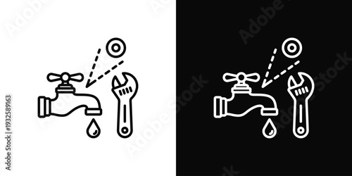 Faucet Repair Icon In Black And White Style