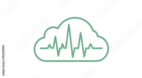Cloud with Heartbeat Line Graphic Symbolizing Health Technology.