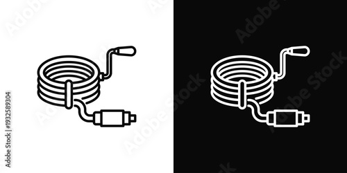 Drain Snake Icon In Black And White Style