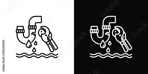 Pipe Leakage Icon In Black And White Style