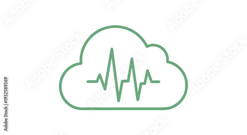 Cloud with Heartbeat Line Symbolizing Health Data.