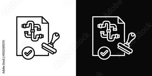 Plumbing Permit Icon In Black And White Style