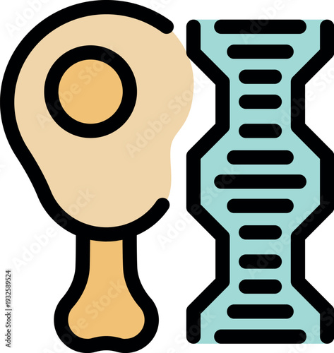 Genetically modified chicken leg illustrating the concept of food modification through dna engineering