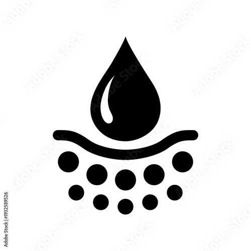 Fast absorbent or quick absorption icon set, label, logo, badge, banner, symbol, sticker, black, flat vector, isolated illustration. Quick dry, dermatology, absorb, fast absorbing water drop icons.