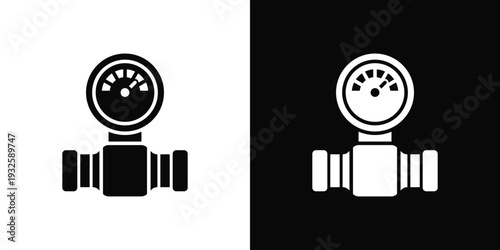 Pressure Gauge Icon In Black And White Style
