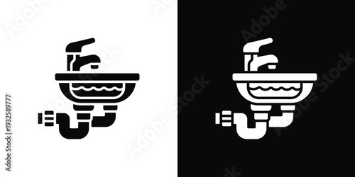 Sink Drain Icon In Black And White Style