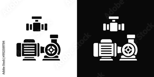 Water Pump Icon In Black And White Style