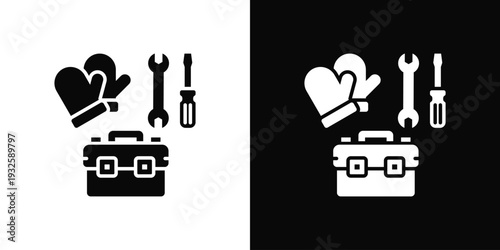 Plumber Toolbox Icon In Black And White Style