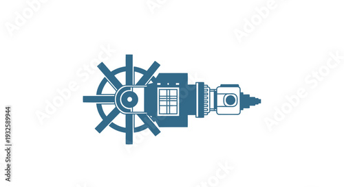 Detailed illustration of a complex industrial machine with intricate parts.