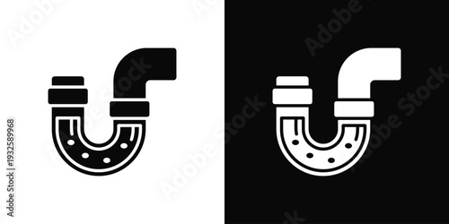 Drain Trap Icon In Black And White Style