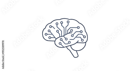 Digital Brain Icon Representing Artificial Intelligence and Technology.